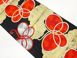 雲取りに蝶模様織出し袋帯